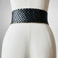 1940s Black Braided Extra Wide Leather Belt - S/M