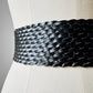 1940s Black Braided Extra Wide Leather Belt - S/M