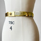 1970s - 1980s Gold Toned Metal Scaled Stretch Floral Buckle Belt - Sz. 25-30 inch