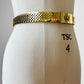 1970s - 1980s Gold Toned Metal Scaled Stretch Floral Buckle Belt - Sz. 25-30 inch