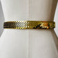 1970s - 1980s Gold Toned Metal Scaled Stretch Floral Buckle Belt - Sz. 25-30 inch