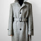 1970s Grey Wool Tweed Belted Overcoat - Sz. S/M