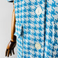 Vintage 1960s Sky Blue and White Houndstooth Print Short Sleeve Button Up Collared Shirt - Sz. S