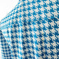 Vintage 1960s Sky Blue and White Houndstooth Print Short Sleeve Button Up Collared Shirt - Sz. S