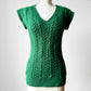 1970s Leaf Green Fitted V-Neck Pullover Cable-Knit Vest - Sz. S