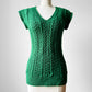 1970s Leaf Green Fitted V-Neck Pullover Cable-Knit Vest - Sz. S