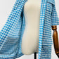 Vintage 1960s Sky Blue and White Houndstooth Print Short Sleeve Button Up Collared Shirt - Sz. S