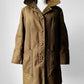 1960s - 1970s Olive Canvas Mighty Mac Gloucester, MA Faux Fur Wood Button Jacket - Sz. S/M