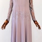 1930s Pale Lavender Floor Length Lace Art Deco Dress - Sz. M