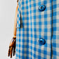 Vintage 1950s - 1960s Blue and Grey Gingham Handmade Button Front Cotton Shift Dress - Sz. M