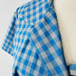 Vintage 1950s - 1960s Blue and Grey Gingham Handmade Button Front Cotton Shift Dress - Sz. M
