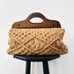 Vintage 1960s - 1970s Natural Woven Macrame Wood Handle Bag