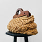 Vintage 1960s - 1970s Natural Woven Macrame Wood Handle Bag