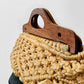 Vintage 1960s - 1970s Natural Woven Macrame Wood Handle Bag