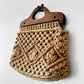 Vintage 1960s - 1970s Natural Woven Macrame Wood Handle Bag