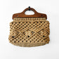 Vintage 1960s - 1970s Natural Woven Macrame Wood Handle Bag