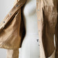 1990s Tan Suede Leather Snap Button Collared Shirt - Sz. Sm