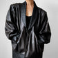 1980s Black Buttery Soft Relax Fit Snap Button Leather Jacket - Sz. M/L