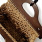 Vintage 1960s - 1970s Natural Woven Macrame Wood Handle Bag