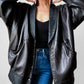 1980s Black Buttery Soft Relax Fit Snap Button Leather Jacket - Sz. M/L