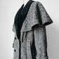 1980s Black and White Caped Wool Tweed Coat