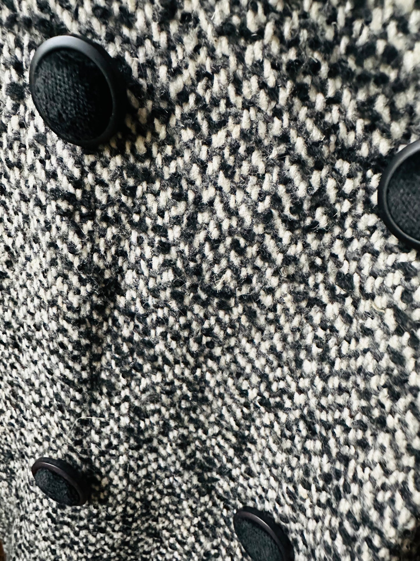 1980s Black and White Caped Wool Tweed Coat