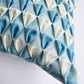 Vintage Mid-Century 1960s Soft Blue and Off-White Handmade Geometric Pintuck Smocked Throw Cushion
