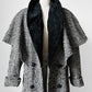 1980s Black and White Caped Wool Tweed Coat