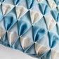 Vintage Mid-Century 1960s Soft Blue and Off-White Handmade Geometric Pintuck Smocked Throw Cushion
