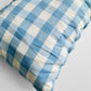 Vintage Mid-Century 1960s Soft Blue and Off-White Handmade Geometric Pintuck Smocked Throw Cushion