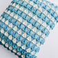Vintage Mid-Century 1960s Soft Blue and Off-White Handmade Geometric Pintuck Smocked Throw Cushion