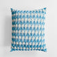 Vintage Mid-Century 1960s Soft Blue and Off-White Handmade Geometric Pintuck Smocked Throw Cushion