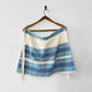 Vintage 1960s Blue and Off-White Cotton Linen Folk Embroidered Apron