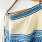 Vintage 1960s Blue and Off-White Cotton Linen Folk Embroidered Apron