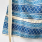 Vintage 1960s Blue and Off-White Cotton Linen Folk Embroidered Apron