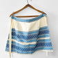 Vintage 1960s Blue and Off-White Cotton Linen Folk Embroidered Apron