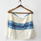Vintage 1960s Blue and Off-White Cotton Linen Folk Embroidered Apron