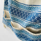 Vintage 1960s Blue and Off-White Cotton Linen Folk Embroidered Apron