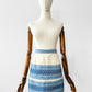 Vintage 1960s Blue and Off-White Cotton Linen Folk Embroidered Apron