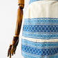 Vintage 1960s Blue and Off-White Cotton Linen Folk Embroidered Apron