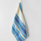 Vintage 1960s Blue and Off-White Cotton Linen Folk Embroidered Apron