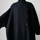 1980s Black Wool Full Length Wrap Shawl Coat