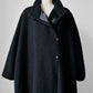 1980s Black Wool Full Length Wrap Shawl Coat