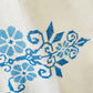 Vintage 1960s Mid-Century Cream and Blue Hand Embroidered Square Folk Tablecloth