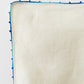 Vintage 1960s Mid-Century Cream and Blue Hand Embroidered Square Folk Tablecloth