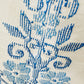 Vintage 1960s Mid-Century Cream and Blue Hand Embroidered Square Folk Tablecloth