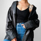1980s Black Buttery Soft Relax Fit Snap Button Leather Jacket - Sz. M/L