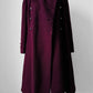 1960s - 1970s Plum Heavy Wool Lined A-line Dress Coat - Sz. Sm