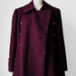 1960s - 1970s Plum Heavy Wool Lined A-line Dress Coat - Sz. Sm