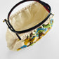 Vintage 1950s - 1960s Floral Motif Linen Crewel Embroidered Top Handle Handbag